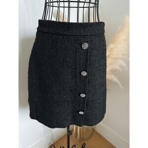 H&M Black Classic Tweed A-Line Mini Skirt NEW Size 4- glam/preppy/old-money